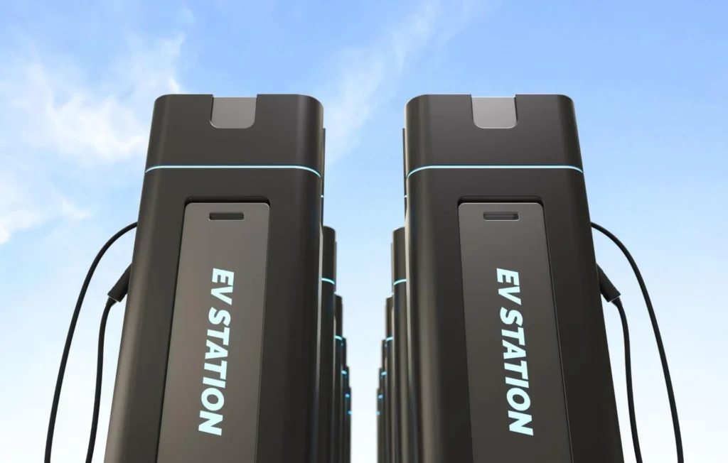 borne de recharge haute puissance pour camion électrique sur site logistique