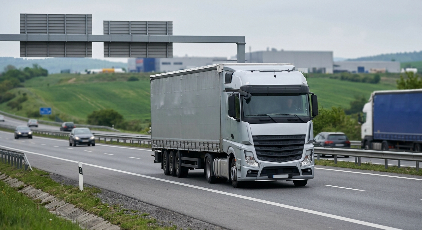 Camion poids lourd conforme à la norme camion Euro 6 sur autoroute française