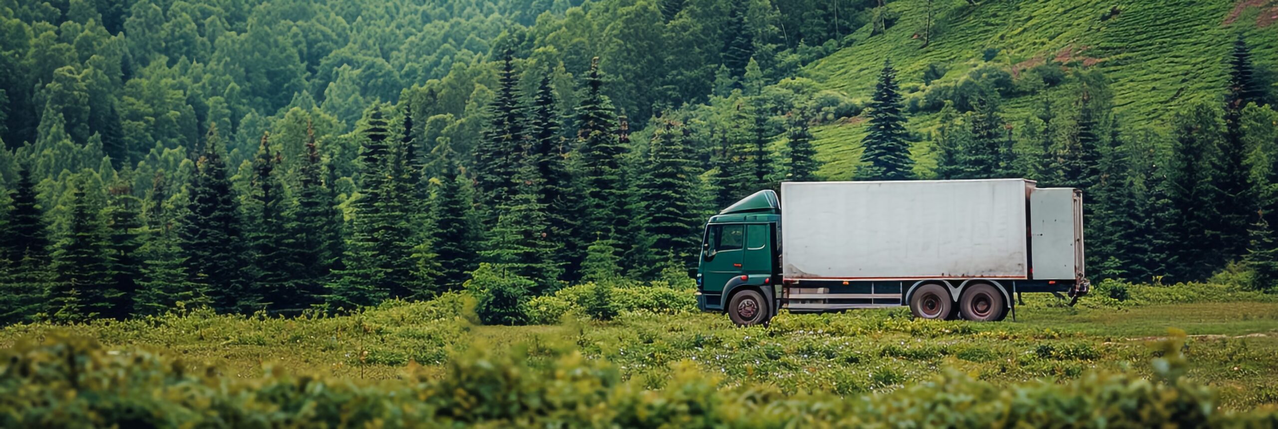 Camion blanc stationné en montagne, illustrant les enjeux de la ZFE poids lourds en zone rurale